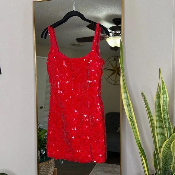 nadine merabi red sequin dress Rent Nadine Merabi Red Dress UK 12